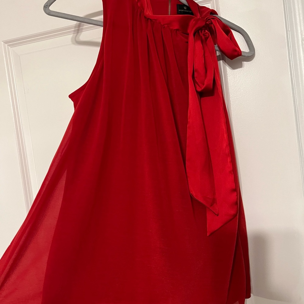Worthington red sleeveless tie top